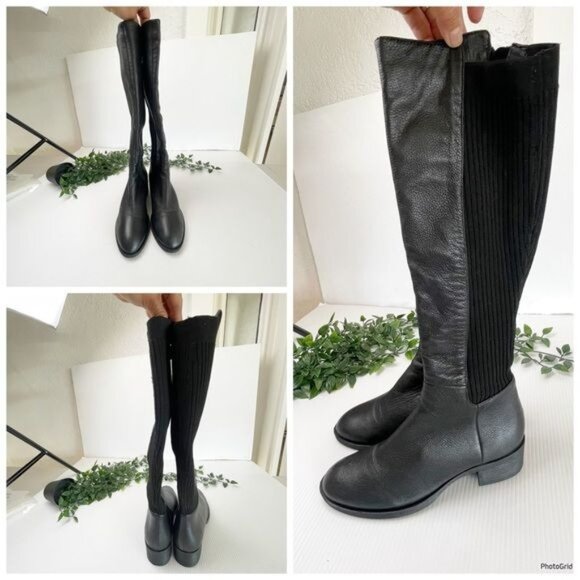 KENNET COLE LEVON LEATHER & RIB KNIT KNEE HIGH BOOTS 6.5 - Picture 4 of 12